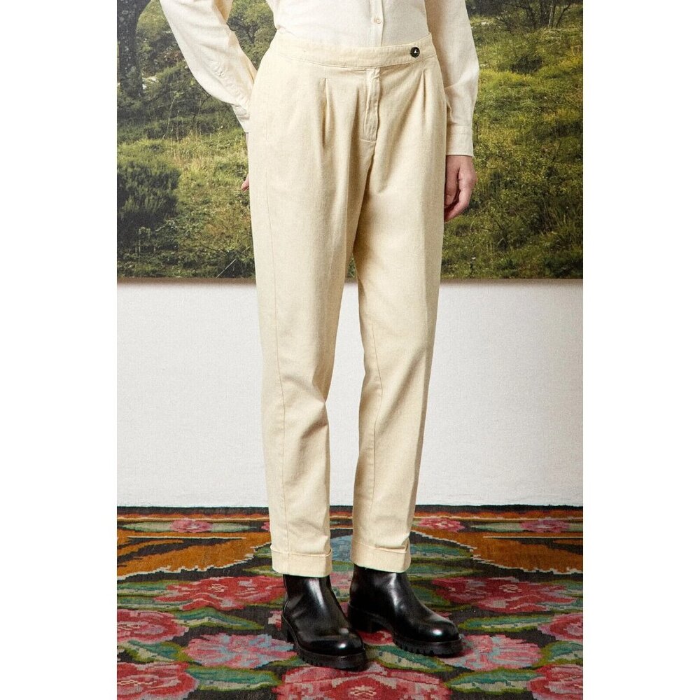 Women's Massimo Alba Boga Italian Cotton Cashmere Hemmed Pants Loose Fit Size 40
